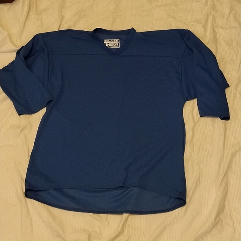 new ice hockey practice jersey mens l the blaze 1000 bakka sports blue  shirt